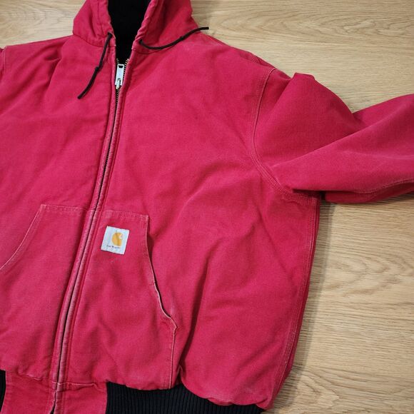 Carhartt Active Jacket Mens XXL 2XL Red Duck Canvas USA Made Distressed Vintage - Picture 4 of 16